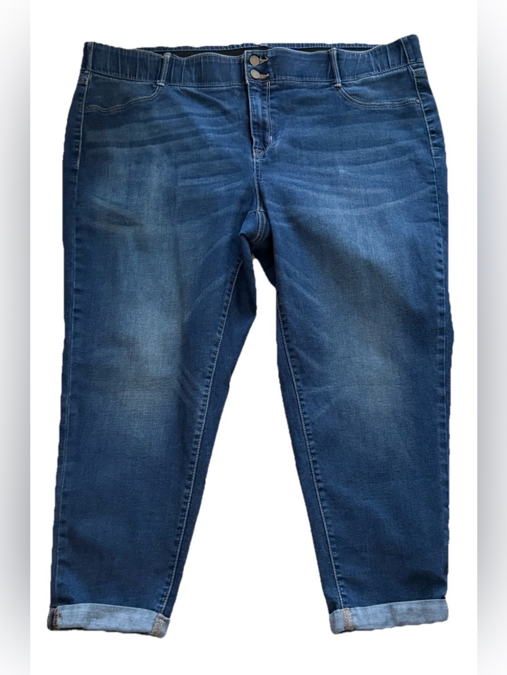 APT 9 Dark Wash Cuffed Jeggings Capris Denim Jeans Plus Size 24W 45x25